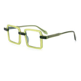 Wacleah Large Square Acetate Eyeglass Frame Rectangle Frames Southood Green